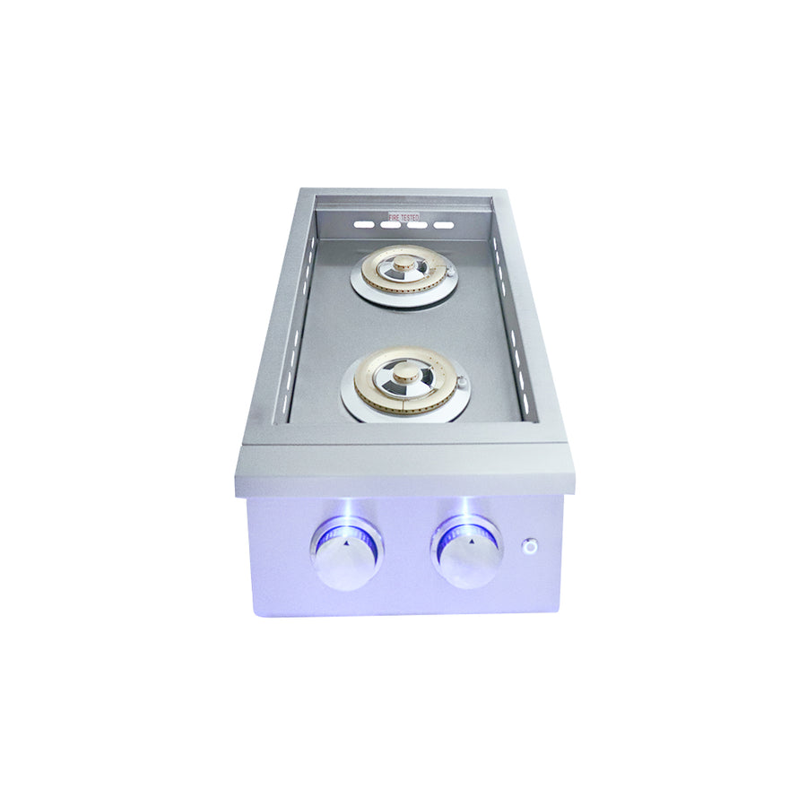 Renaissance Premier Double Side Burner w/ LED Lights - RJCSSBL