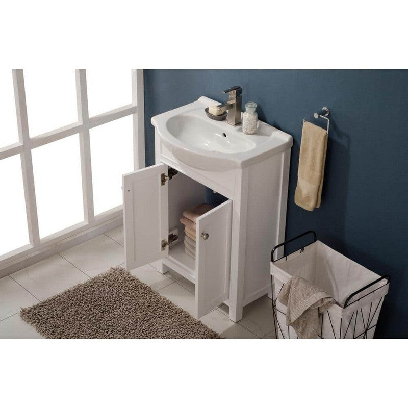 Design Element S05-24-WT Marian 24 Inch Freestanding Single Sink Bathroom Vanity