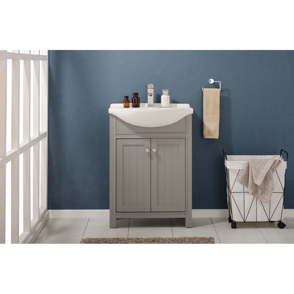 Design Element S05-24-WT Marian 24 Inch Freestanding Single Sink Bathroom Vanity