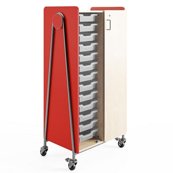 Safco Whiffle Double Rolling Storage Cart w/ Bins & Door - 60”H 223984