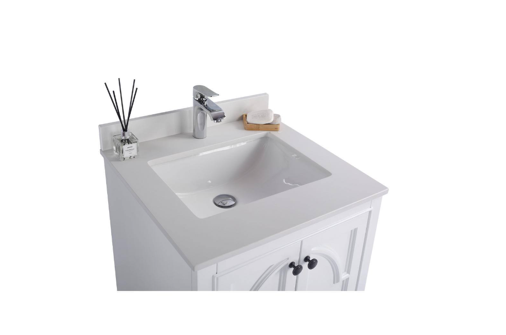 La Viva Odyssey 24 in. W x 22 in. D x 34.5 in. H Bathroom Vanity in White with White Quartz Top