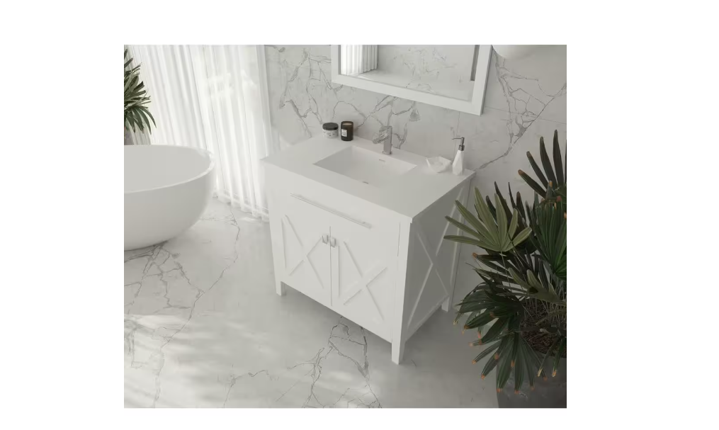 La Viva 36 in. W x 22 in. D Solid Surface Vanity Top in Matte White with Matte White Rectangular Single Sink