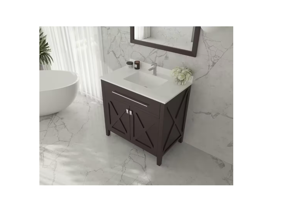 La Viva 30 in. W x 22 in. D Quartz Vanity Top in White with White Rectangular Single Sink