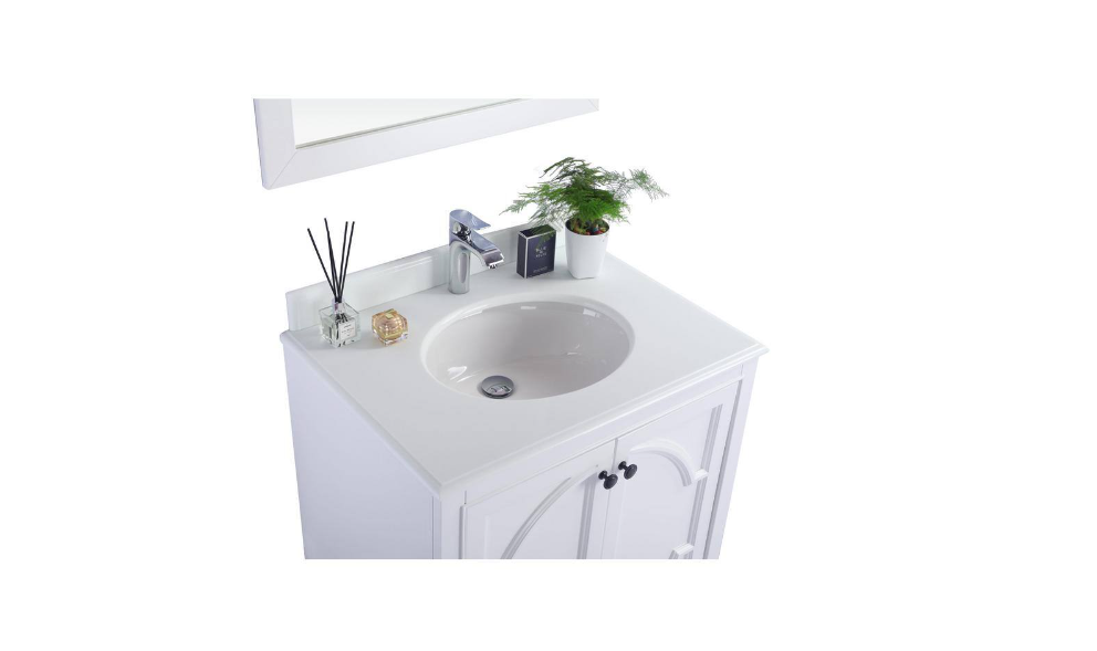 La Viva 30 in. W x 22 in. D Phoenix Stone Vanity Top in Pure White with White Rectangular Single Sink