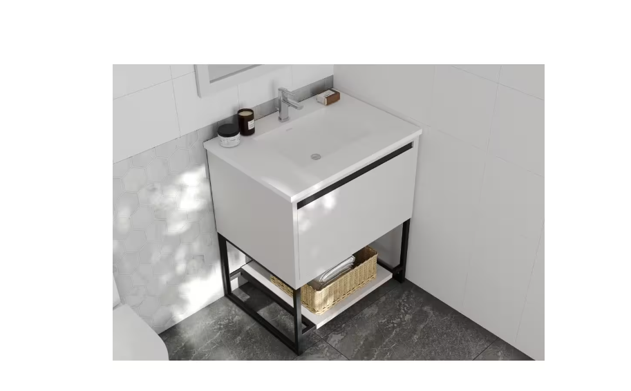 La Viva 30 in. W x 22 in. D Solid Surface Vanity Top in Matte White with Matte White Rectangular Single Sink