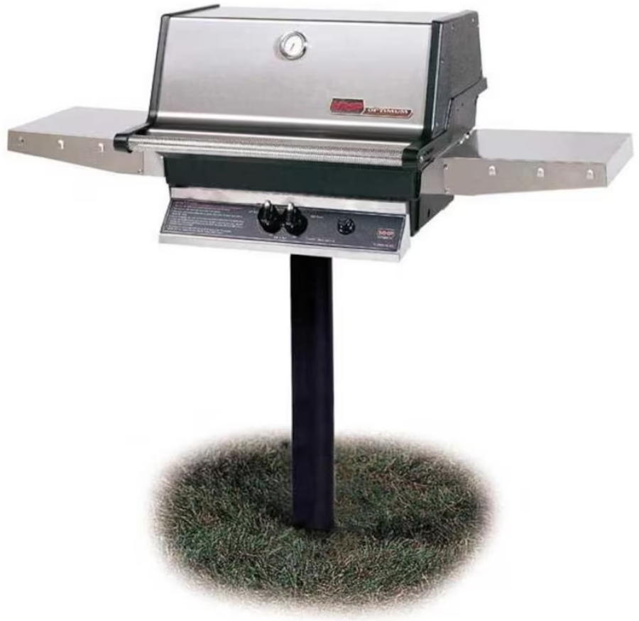 MHP TJK2 Natural Gas Grill With SearMagic Grids On In-Ground Post