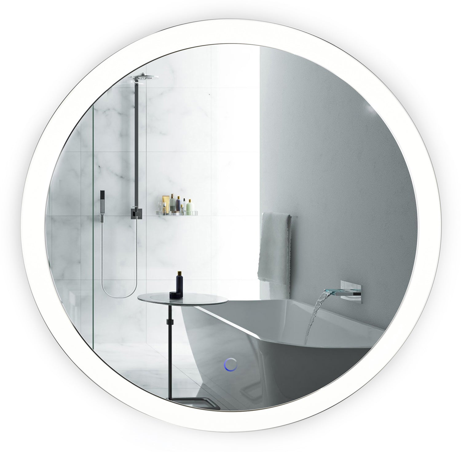 Krugg Sol Round 27″ x 27″ LED Bathroom Mirror w/ Dimmer & Defogger | Round Back-lit Vanity Mirror