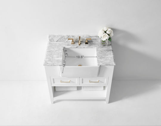 Ancerre Designs Hayley Bathroom Vanity With Sink And Carrara White Marble Top Cabinet Set