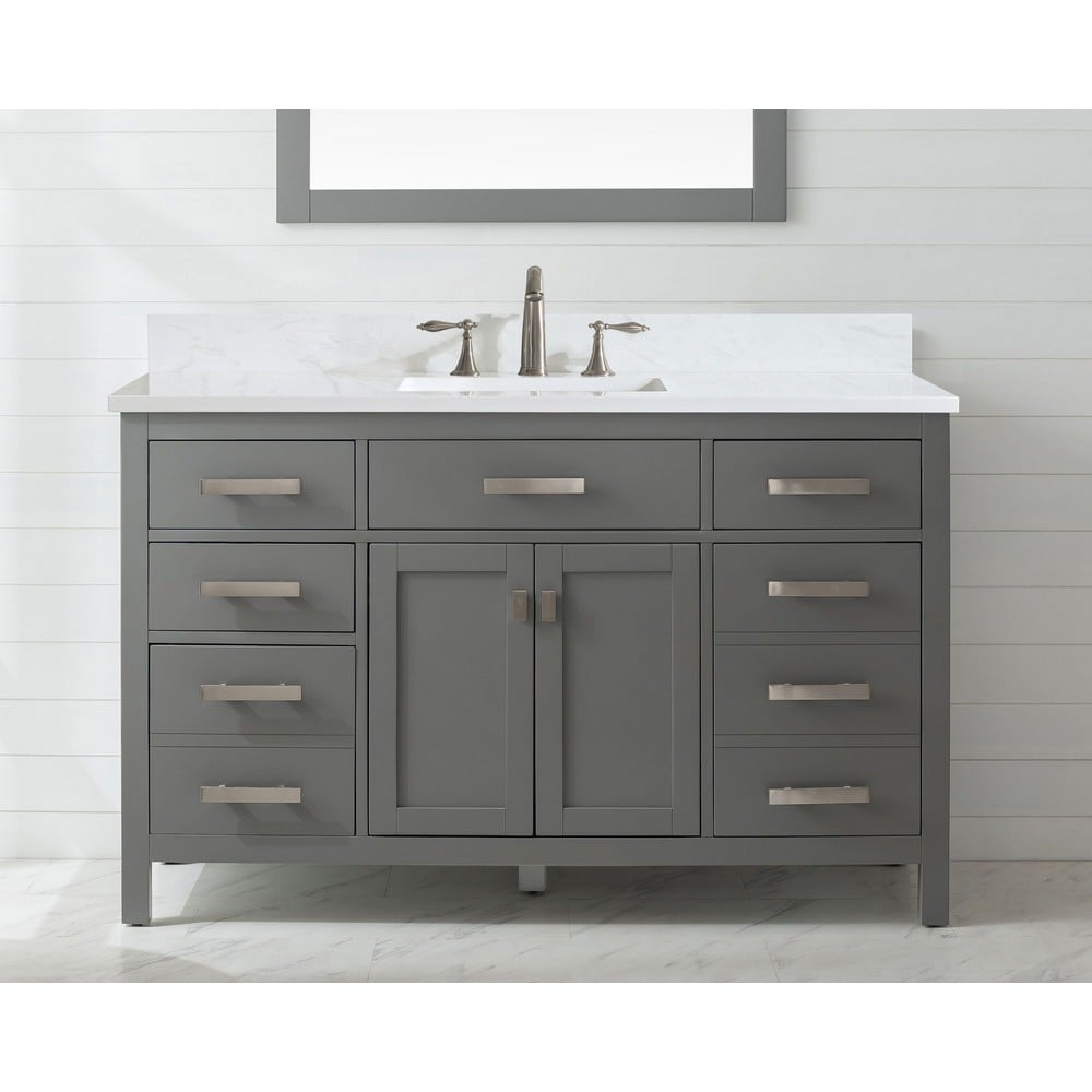 Design Element V01-54-WT Valentino 54 Inch Freestanding Single Sink Bathroom Vanity