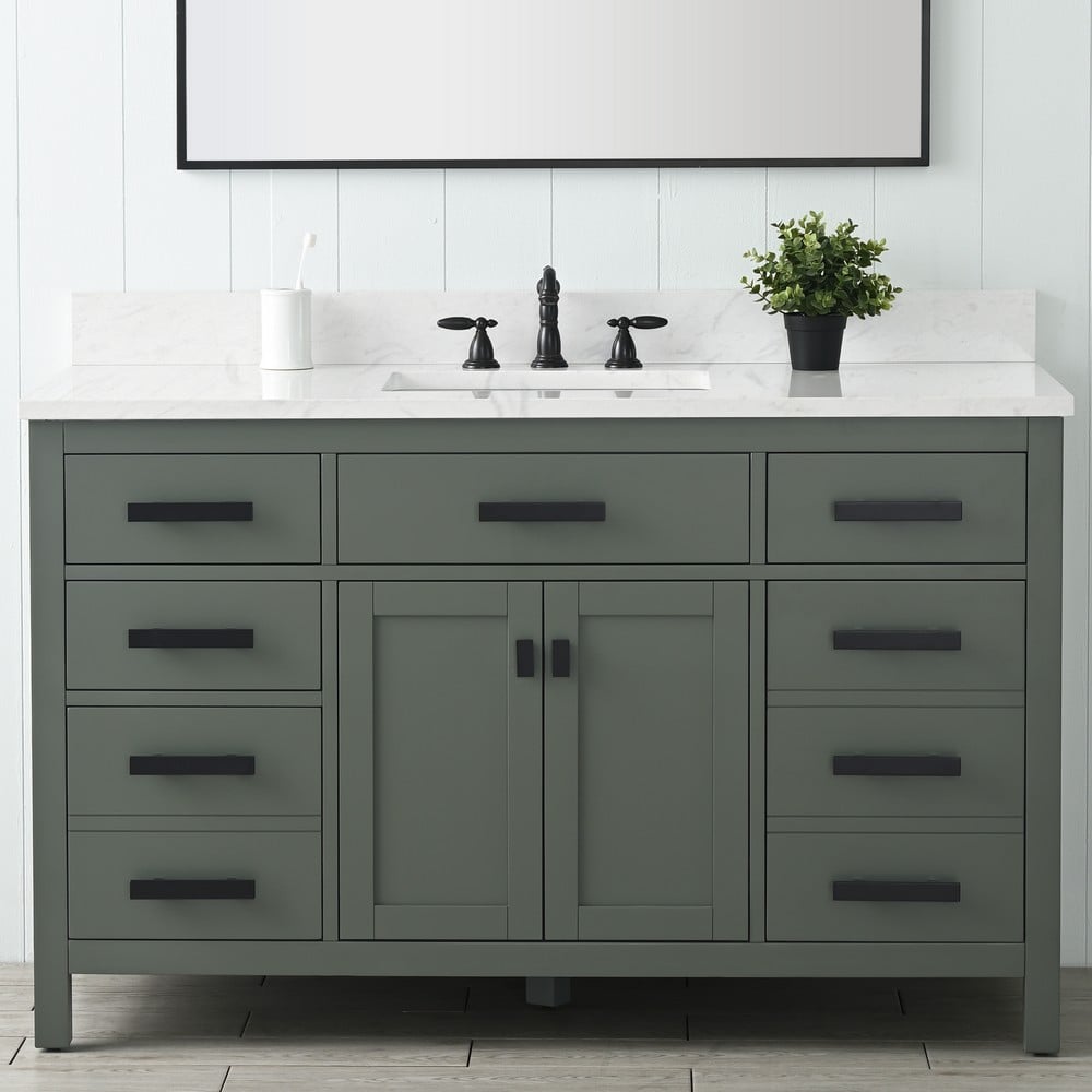 Design Element V01-54-WT Valentino 54 Inch Freestanding Single Sink Bathroom Vanity