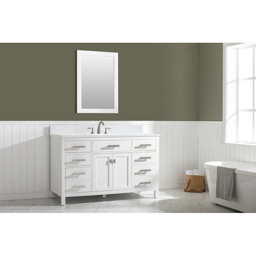 Design Element V01-54-WT Valentino 54 Inch Freestanding Single Sink Bathroom Vanity