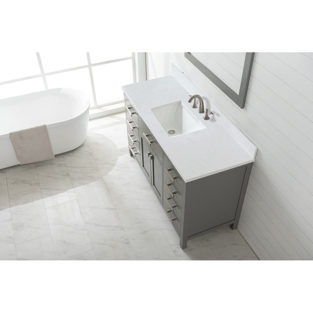 Design Element V01-54-WT Valentino 54 Inch Freestanding Single Sink Bathroom Vanity