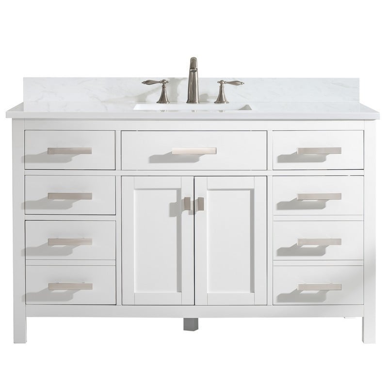 Design Element V01-54-WT Valentino 54 Inch Freestanding Single Sink Bathroom Vanity