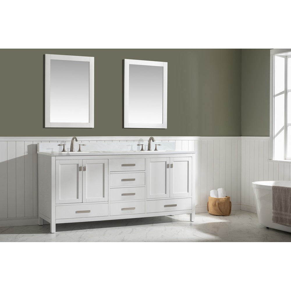 Design Element V01-72-WT Valentino 72 Inch Freestanding Double Sink Bathroom Vanity