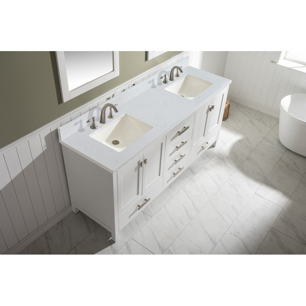 Design Element V01-72-WT Valentino 72 Inch Freestanding Double Sink Bathroom Vanity