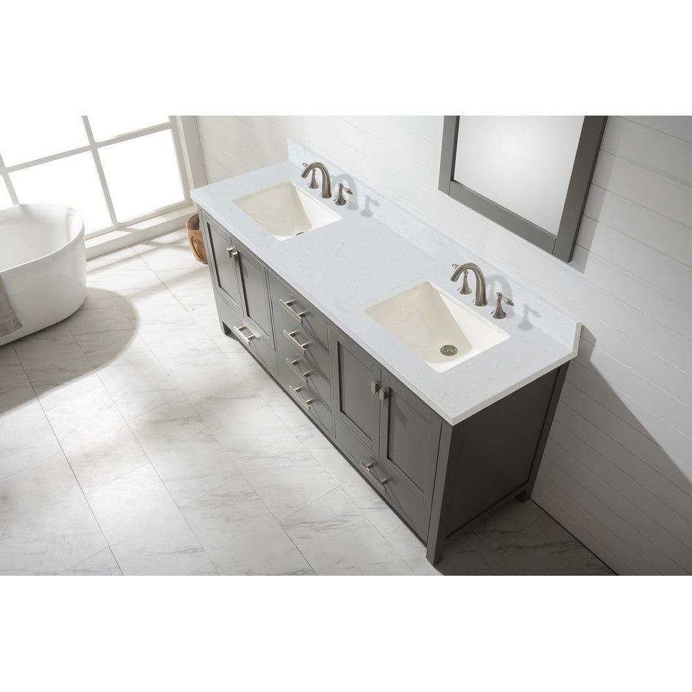 Design Element V01-72-WT Valentino 72 Inch Freestanding Double Sink Bathroom Vanity