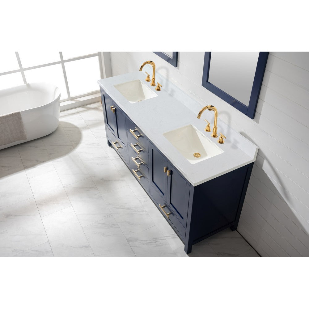 Design Element V01-72-WT Valentino 72 Inch Freestanding Double Sink Bathroom Vanity