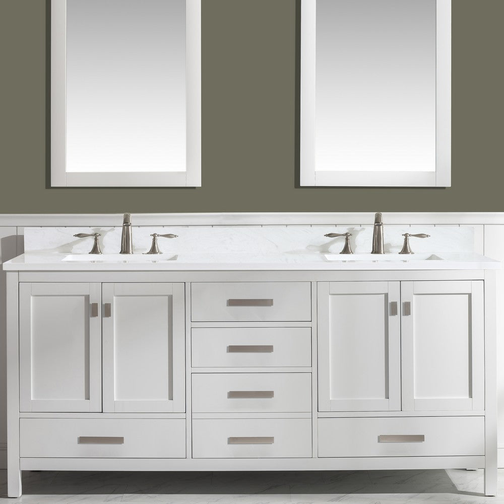 Design Element V01-72-WT Valentino 72 Inch Freestanding Double Sink Bathroom Vanity