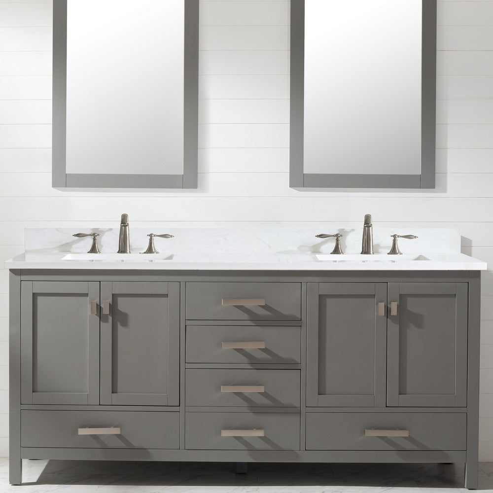 Design Element V01-72-WT Valentino 72 Inch Freestanding Double Sink Bathroom Vanity