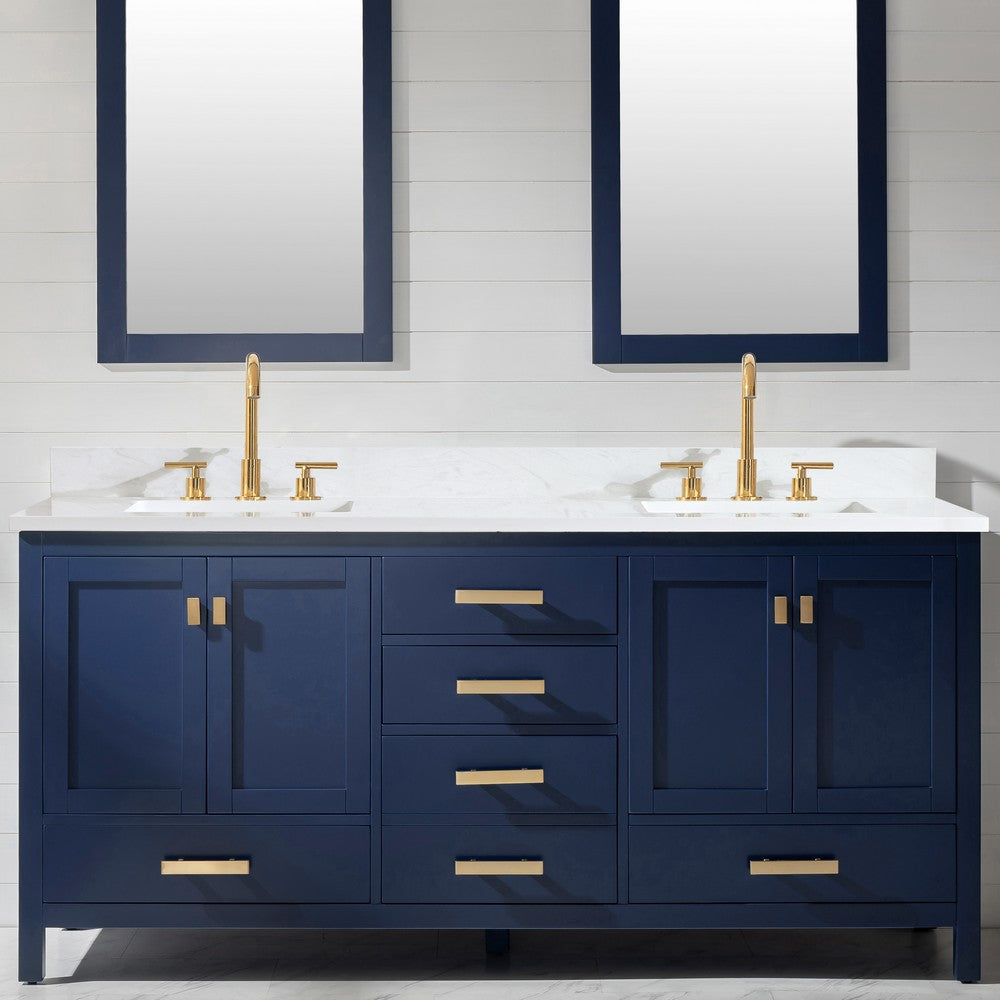 Design Element V01-72-WT Valentino 72 Inch Freestanding Double Sink Bathroom Vanity