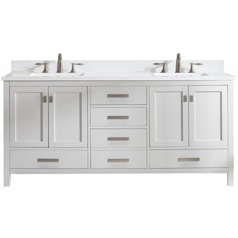 Design Element V01-72-WT Valentino 72 Inch Freestanding Double Sink Bathroom Vanity