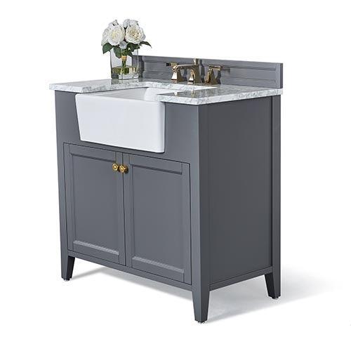 Ancerre Designs Adeline Single Vanity Set Italian Carrara White Marble Vanity Top