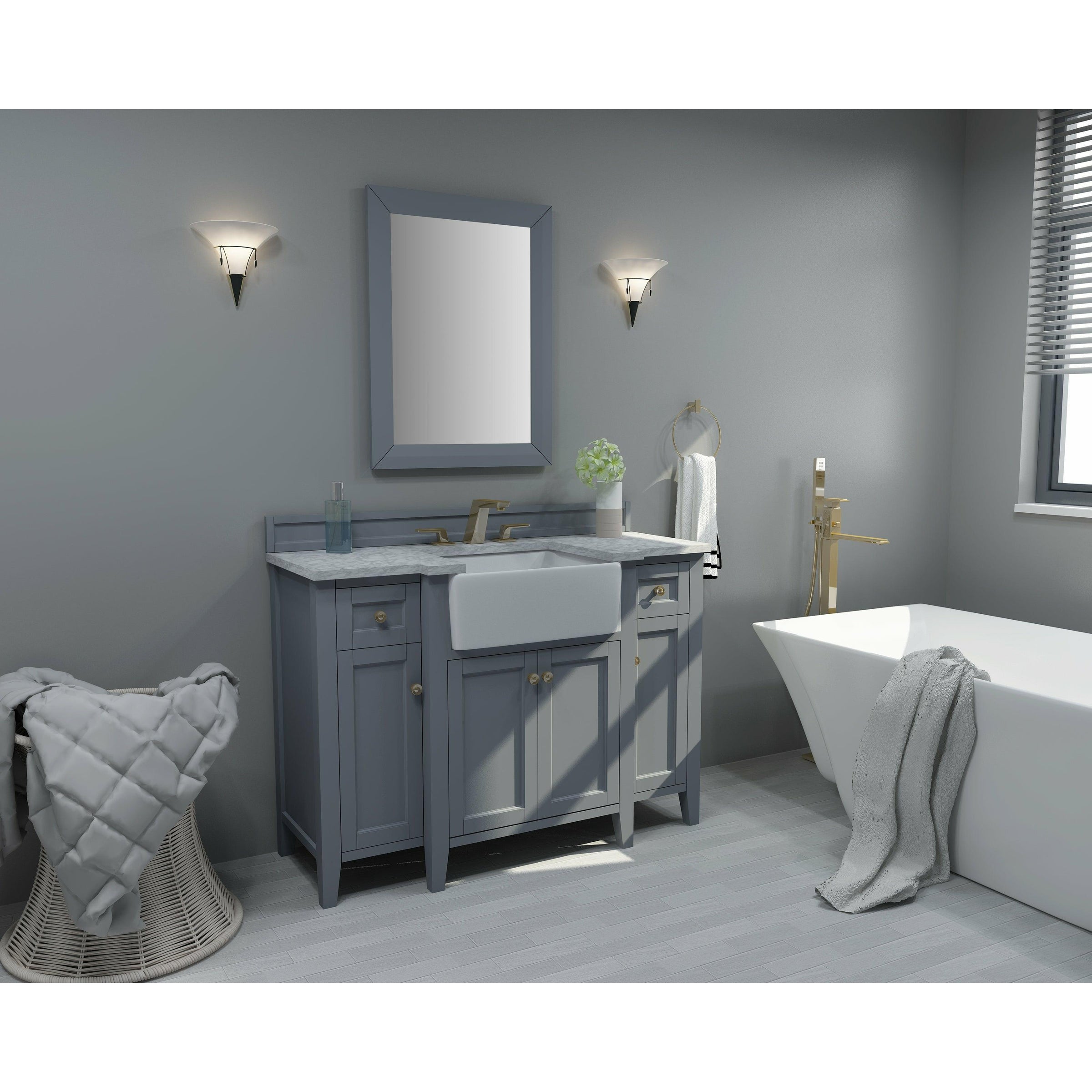 Ancerre Designs Adeline Single Vanity Set Italian Carrara White Marble Vanity Top