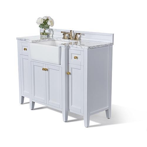 Ancerre Designs Adeline Single Vanity Set Italian Carrara White Marble Vanity Top