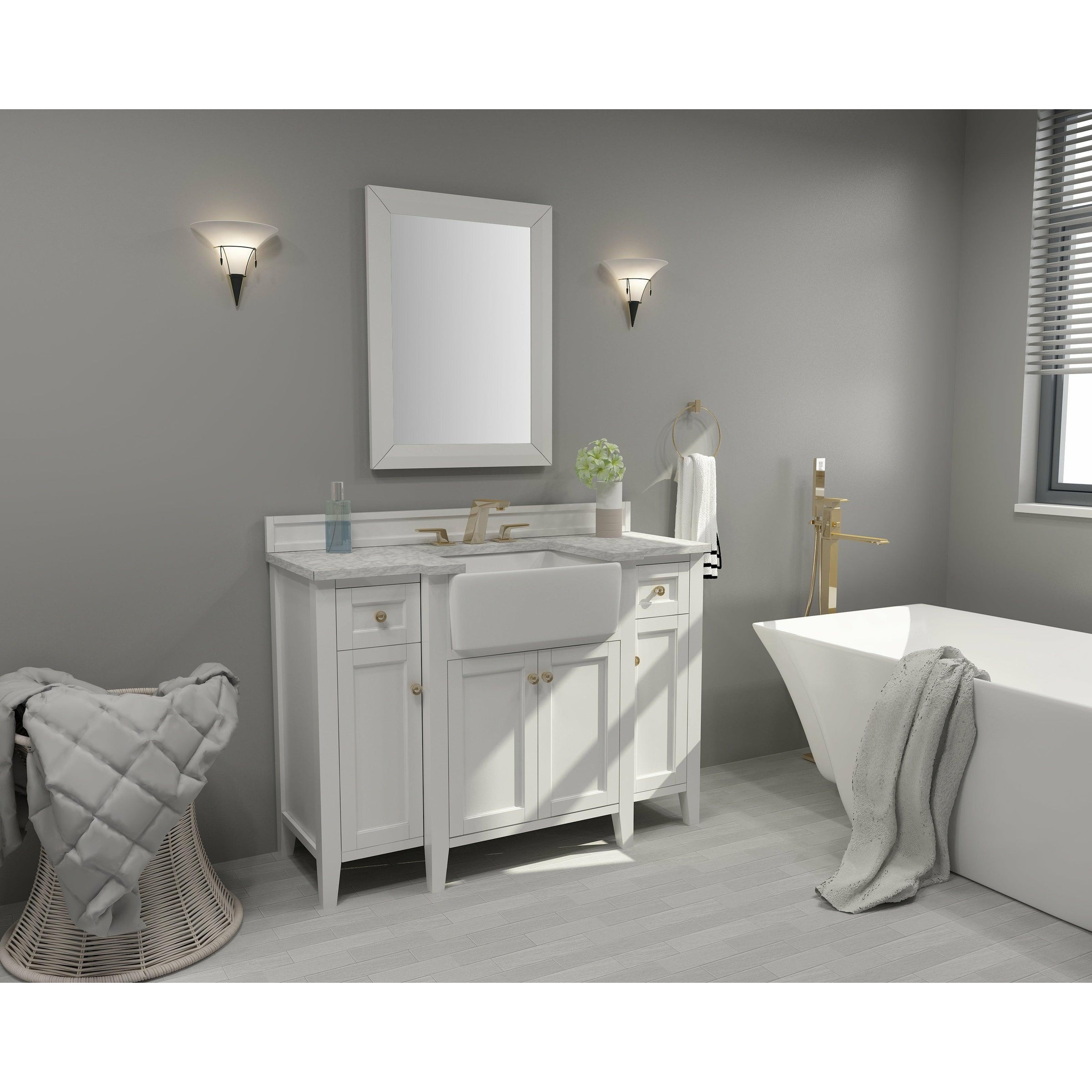 Ancerre Designs Adeline Single Vanity Set Italian Carrara White Marble Vanity Top