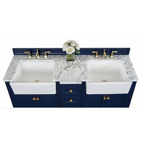 Ancerre Designs Adeline Double Vanity Set Italian Carrara White Marble Vanity Top