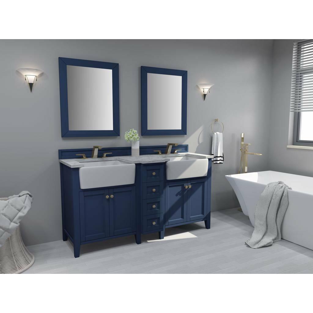 Ancerre Designs Adeline Double Vanity Set Italian Carrara White Marble Vanity Top