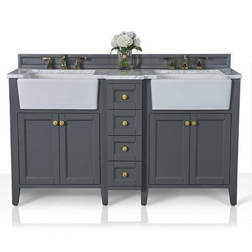 Ancerre Designs Adeline Double Vanity Set Italian Carrara White Marble Vanity Top