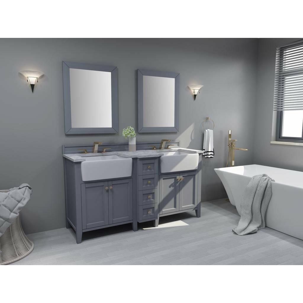 Ancerre Designs Adeline Double Vanity Set Italian Carrara White Marble Vanity Top