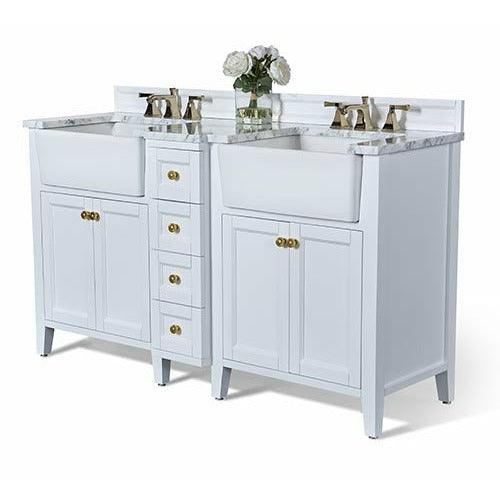 Ancerre Designs Adeline Double Vanity Set Italian Carrara White Marble Vanity Top