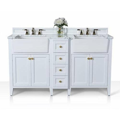 Ancerre Designs Adeline Double Vanity Set Italian Carrara White Marble Vanity Top