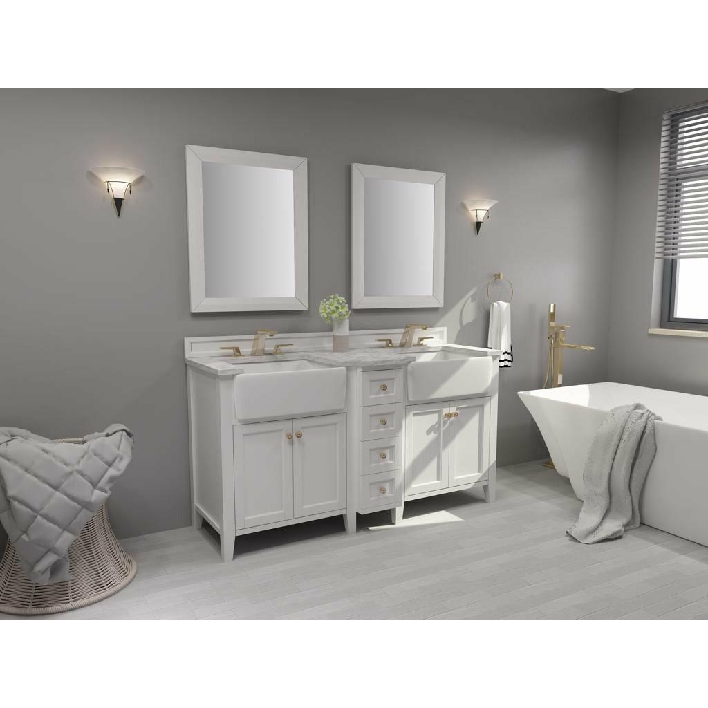 Ancerre Designs Adeline Double Vanity Set Italian Carrara White Marble Vanity Top