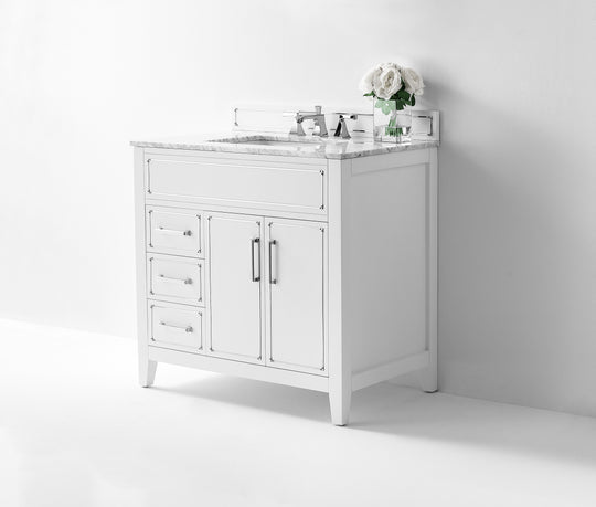 Ancerre Designs Aspen Bathroom Vanity With Sink Ank Carrara White Marble Top Cabinet Set