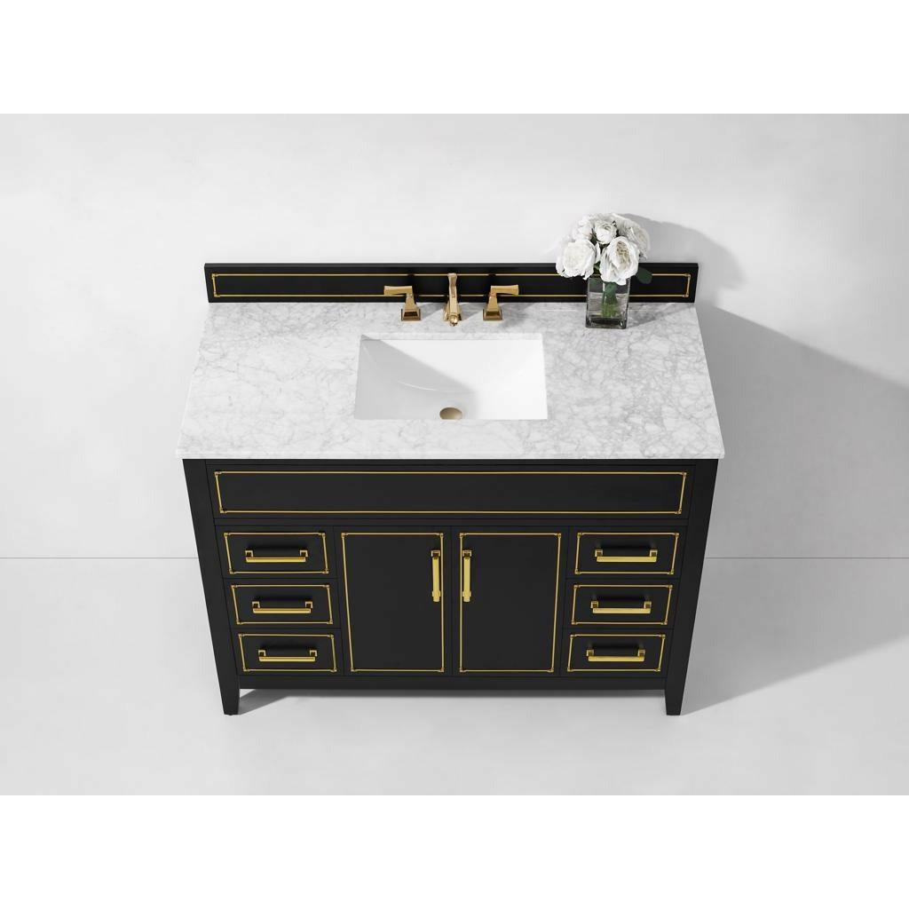 Ancerre Designs Aspen Single Bath Vanity Set Italian Carrara White Marble Vanity Top