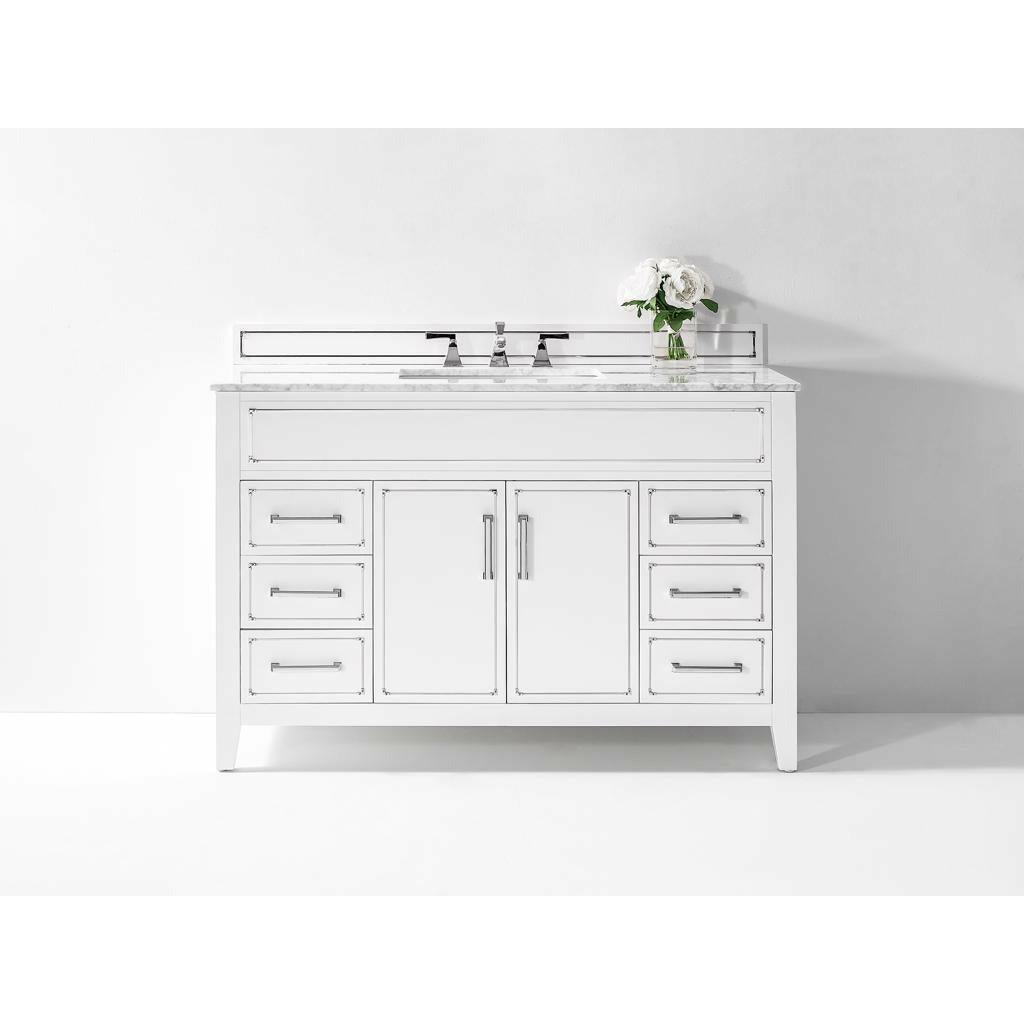 Ancerre Designs Aspen Single Bath Vanity Set Italian Carrara White Marble Vanity Top