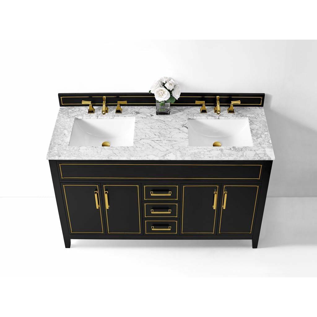 Ancerre Designs Aspen Double Bath Vanity Set Italian Carrara White Marble Vanity Top