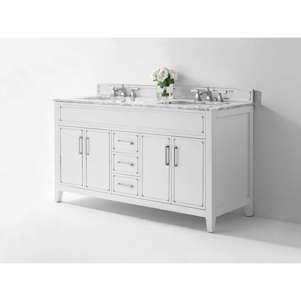 Ancerre Designs Aspen Double Bath Vanity Set Italian Carrara White Marble Vanity Top