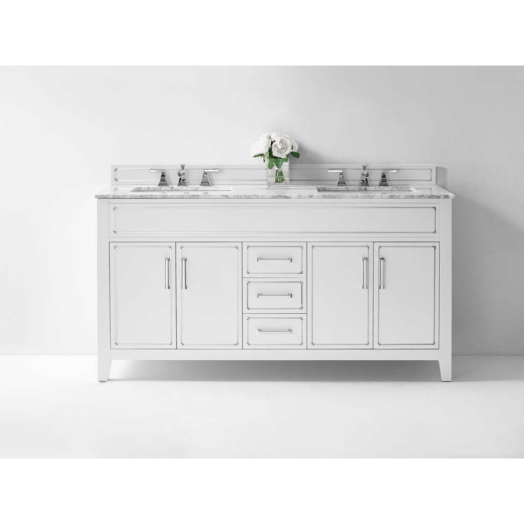 Ancerre Designs Aspen Double Bath Vanity Set Italian Carrara White Marble Vanity Top