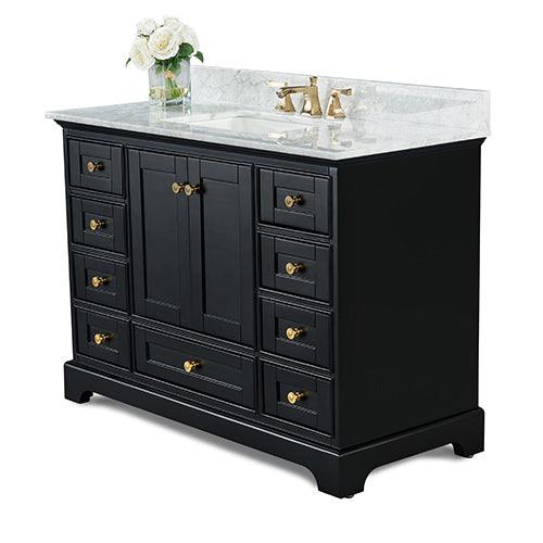 Ancerre Designs Audrey 48" Single Bath Vanity Set Italian Carrara White Marble Vanity Top