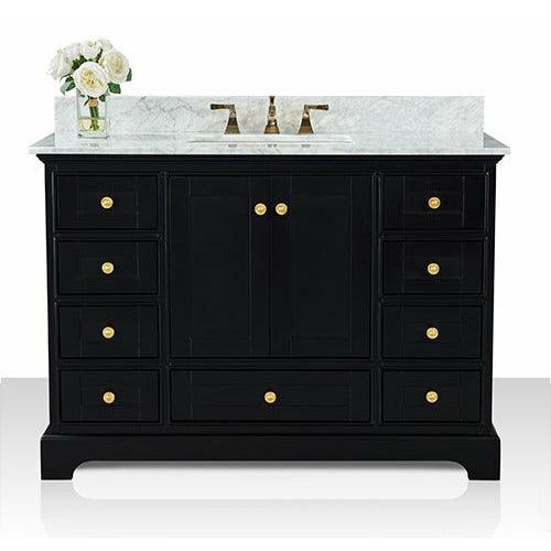 Ancerre Designs Audrey 48" Single Bath Vanity Set Italian Carrara White Marble Vanity Top