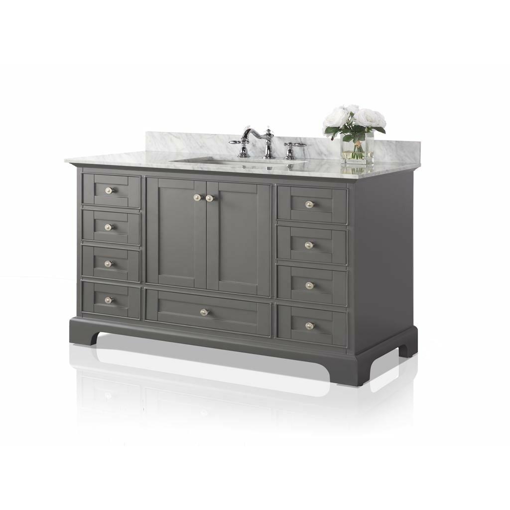 Ancerre Designs Audrey 48" Single Bath Vanity Set Italian Carrara White Marble Vanity Top