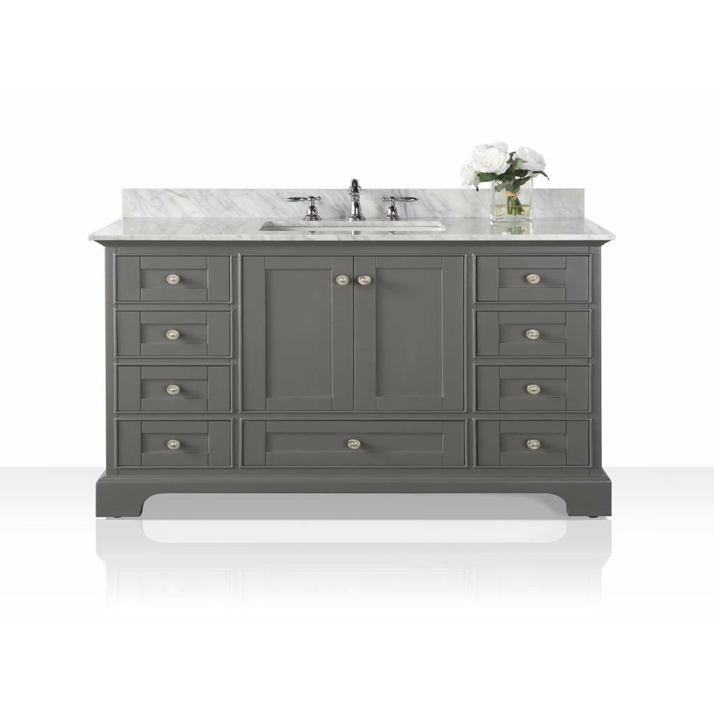 Ancerre Designs Audrey 48" Single Bath Vanity Set Italian Carrara White Marble Vanity Top