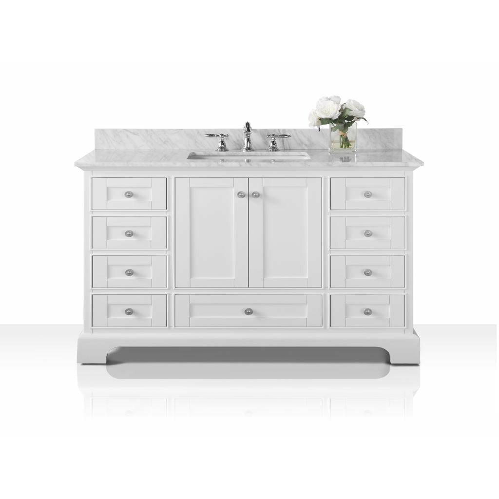 Ancerre Designs Audrey 48" Single Bath Vanity Set Italian Carrara White Marble Vanity Top