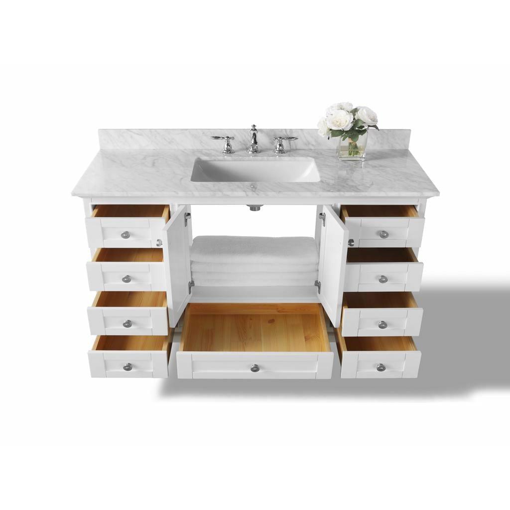 Ancerre Designs Audrey 48" Single Bath Vanity Set Italian Carrara White Marble Vanity Top