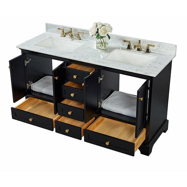 Ancerre Designs Audrey Double Bath Vanity Set Italian Carrara White Marble Vanity Top