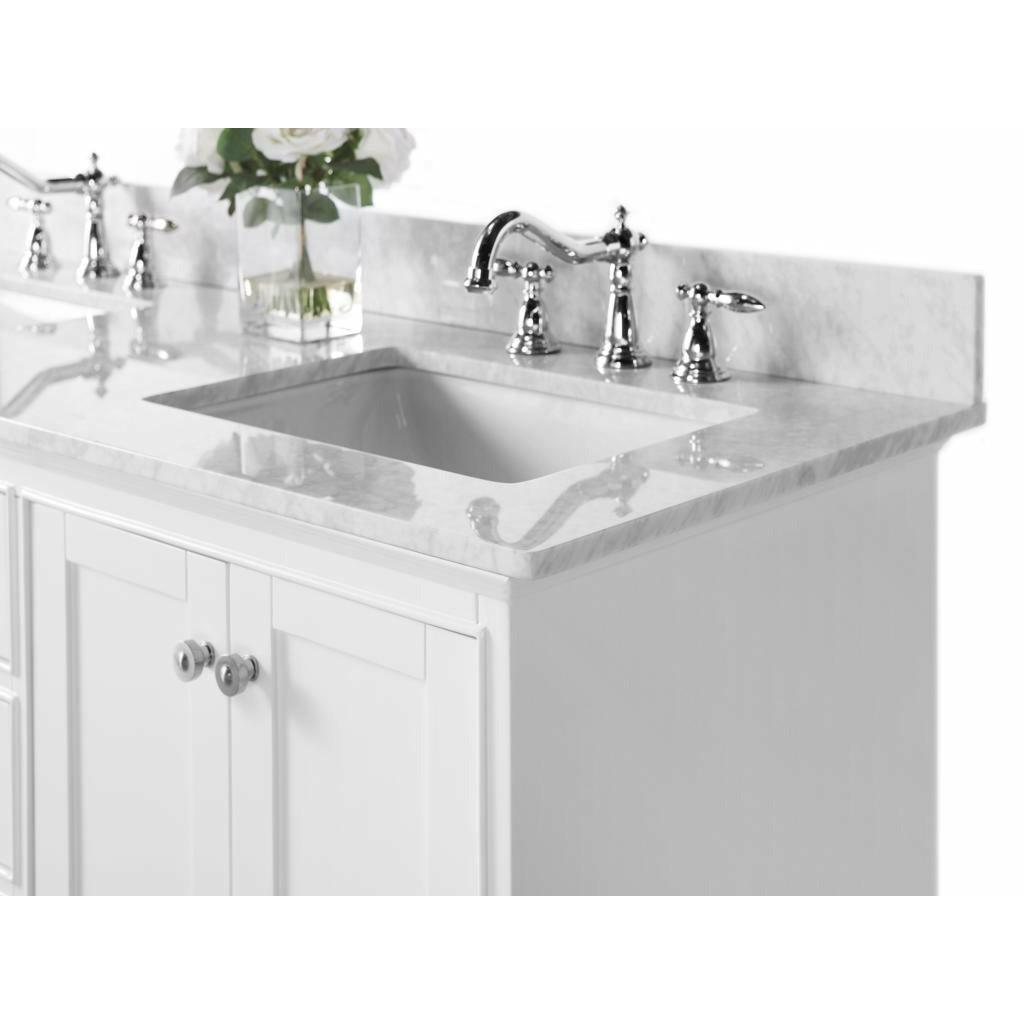 Ancerre Designs Audrey Double Bath Vanity Set Italian Carrara White Marble Vanity Top